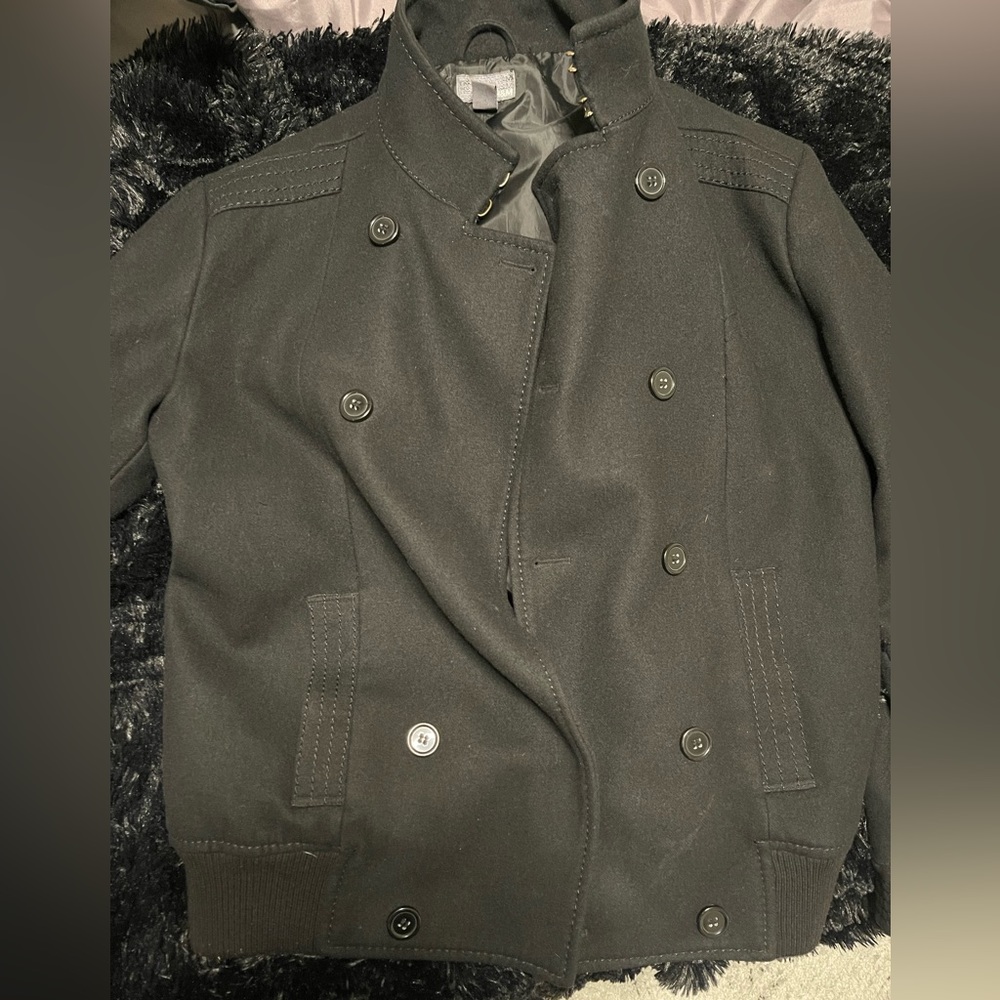 Mens H&m Pea Coat, black, size 44r (large)